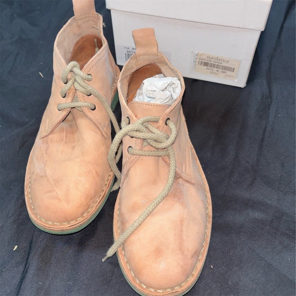 Clarks Sundance Desert Rose Chukka Ankle Boots Womens Beige EU 38 Lace Up 7.5